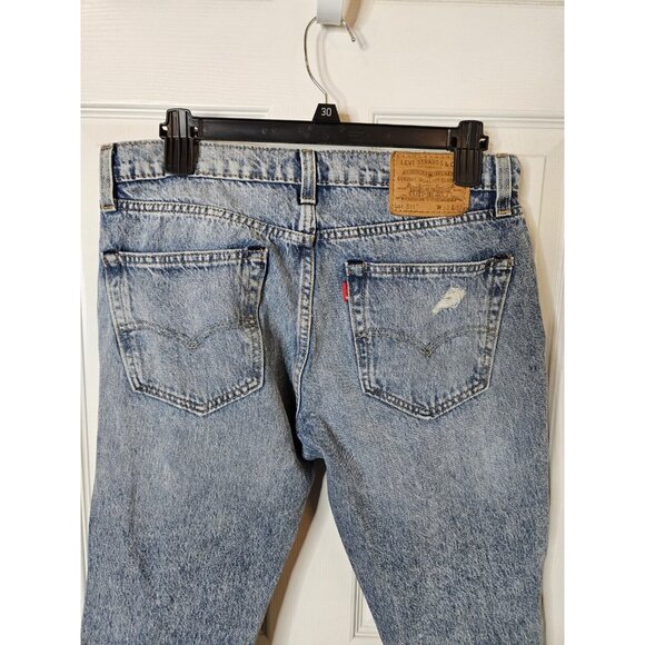 Levis 511 Straight Blue Jeans Mens 32x32 Light Wash Distressed San Francisco - Picture 6 of 11